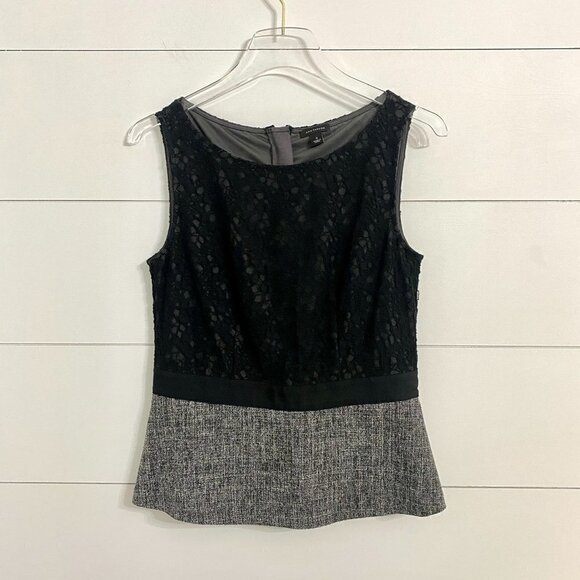 Ann Taylor Sleeveless Lace & Tweed Peplum Top, Women's Size 2 - Picture 3 of 6